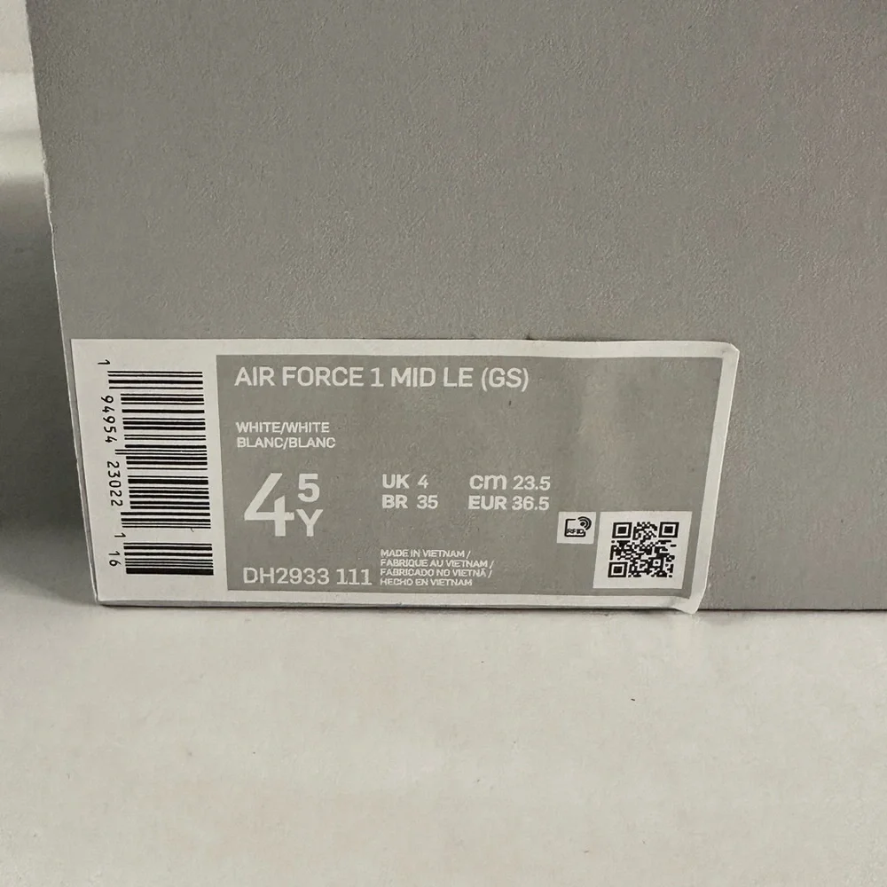 Nike Air Force 1 Mid LE Big Kids 4.5Y - white/white - BNIB - Picture 2 of 8